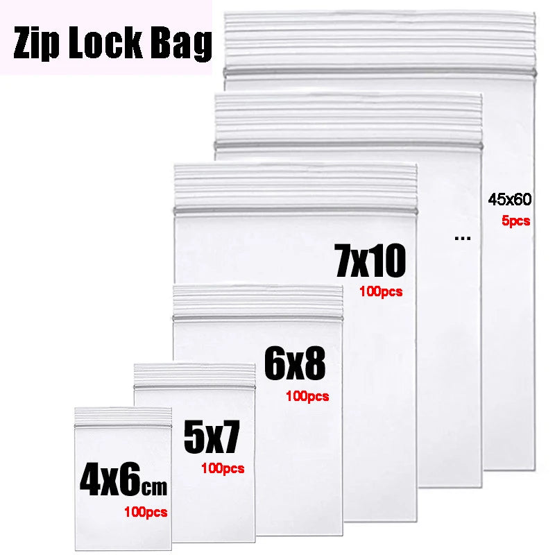 Clear Thick Zip Lock Ziplock Storage Bags Heavy-Duty Transparent Plastic Zip Package Small Jewelry Packing Reclosable Poly Po
