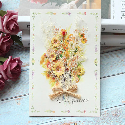 General handmade dried flowers for festivals thank you Teacher's Day greeting cards business birthday greetings gift cards