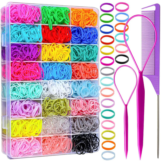Elastic Hair Bands 24 Colors,Mini Hair Rubber Bands for Hair, Small Hair Ties,Colorful Hair Accessories for Toddler, Girl, Ki