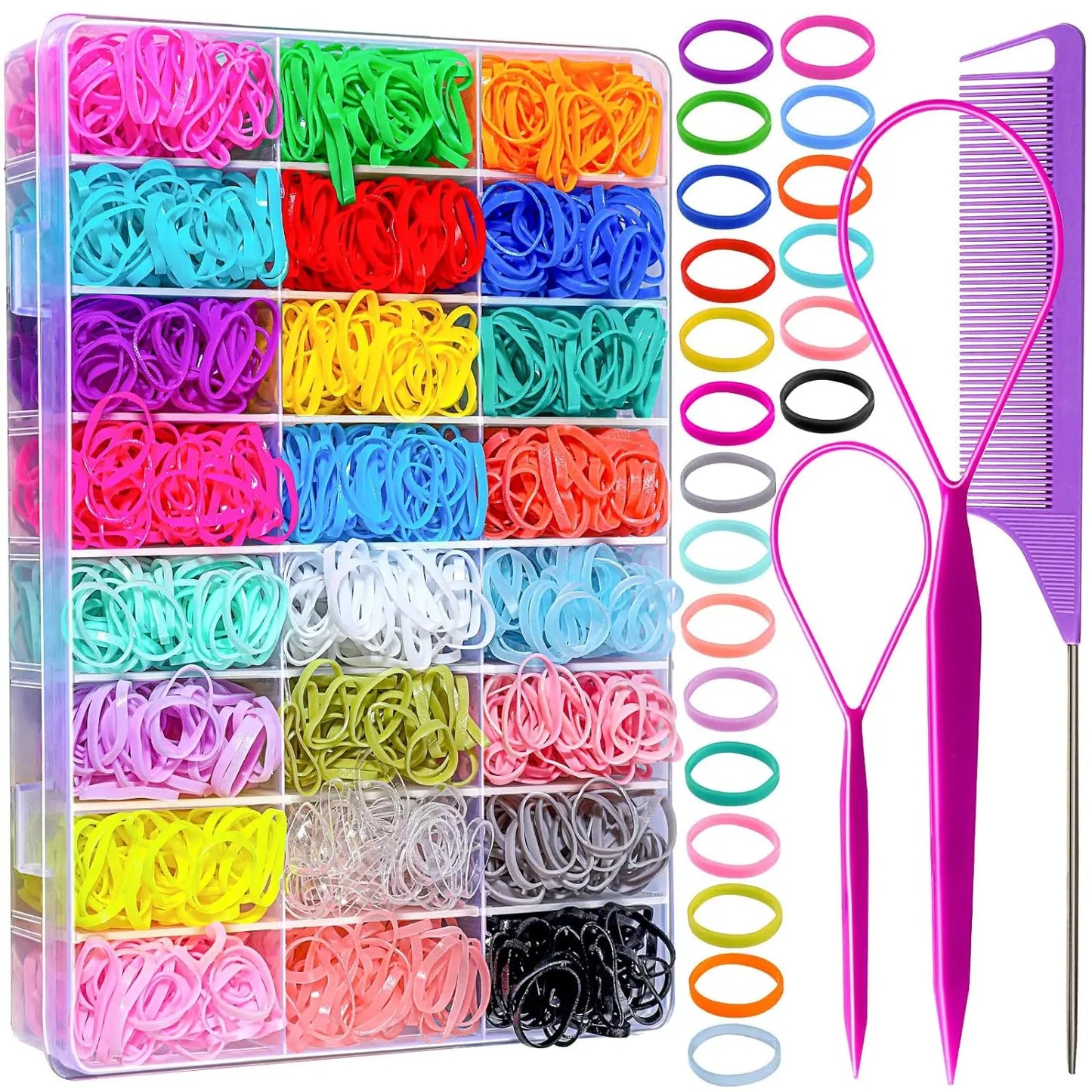 Elastic Hair Bands 24 Colors,Mini Hair Rubber Bands for Hair, Small Hair Ties,Colorful Hair Accessories for Toddler, Girl, Ki