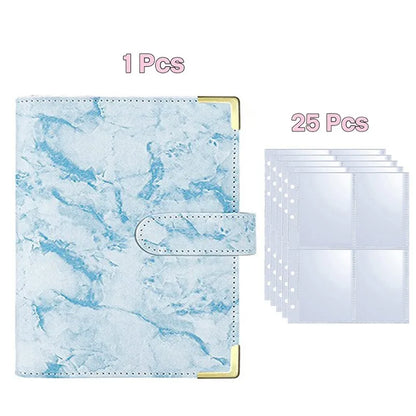 25pcs Page(4 Grids) Photo Card A5-Binder Kpop Photo Albums Idol Cards Loose-leaf Collect Book Binder Photocard Holder - Blue 