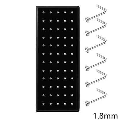 Fashion Crystal Stainless Steel Nose Stud Piercing for Women Hypoallergenic 1.8mm Nose Ring Straight/L/Screw Shaped Body Jewe