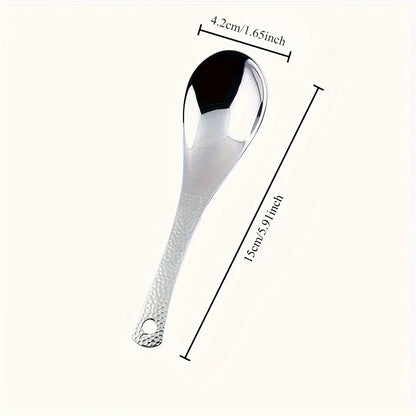 2pcs Stainless Steel Spoon Set- Large Capacity, Mirror Polished Cutlery, Suitable for Desserts, Fruits, and Home Kitchen Use