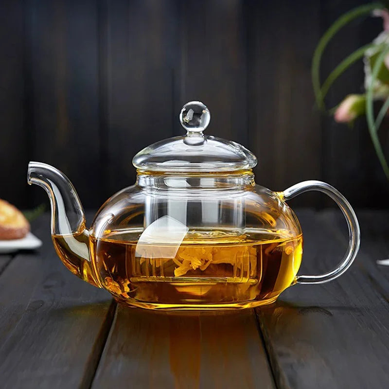 JUSTINLAU 400/1000ML Filterable Heat-resistant Thickened Glass Teapot High Borosilicate Glass Flower Tea Pot Glass Tea Pot Se