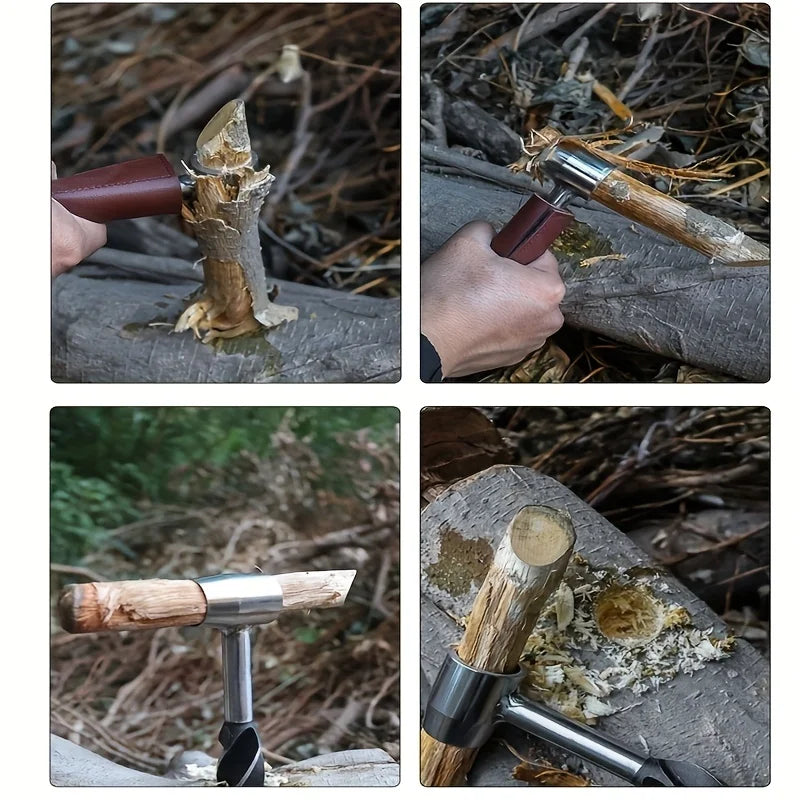 Survival Tools Bushcraft Hand Auger with Scotch Eye for Large Wood Pegs Hand Auger Wood Drill Essential Bushcraft Gear