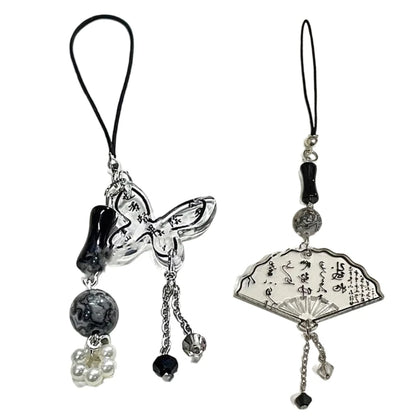 Acrylic Chinese Style Butterfly Pendant Phone Charm DIY Handmade Fan Calligraphy Mobile Phone Strap Anti-Lost Hanging Cord