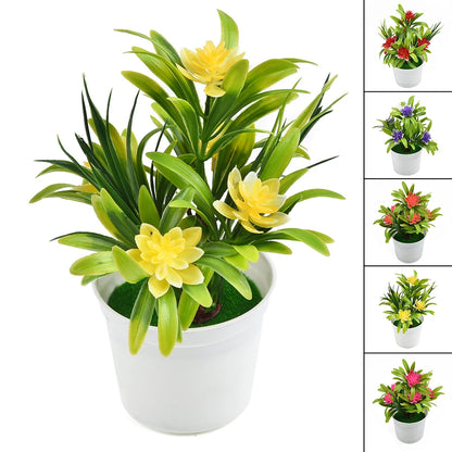 Artificial Flowers Plant Pot Simulate Fake Plastic Flowers Home Office Decor Gift Desktop Bonsai Wedding Party Balcony Orname