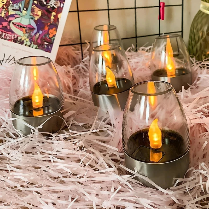LED Solar Candles Light Flameless Rechargeable Night Light For Wedding Party Garden Decor Outdoor Waterproof Solar Candles La