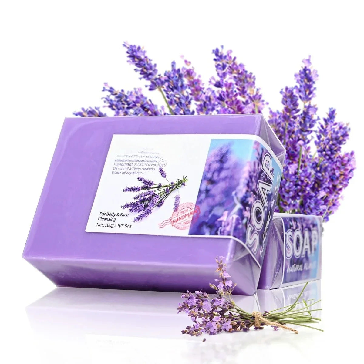 Natural Organic Lavender Essential Oil Soap Handmade Soap for Cleansing, Refreshing, Oil Control, Bath Soap - 01