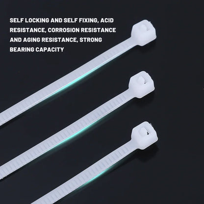 1000/100Pcs Nylon Cable Ties Self-locking Cord Ties Straps Adjustable Cables Fastening Loop Home Office Wire Zip Ties