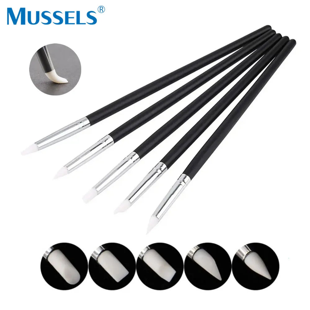5Pcs Dental Resin Brush Pens Silicone Shaping Nails Art for Adhesive Composite Porcelain Teeth Dentist Tools Lab DIY Paint Li