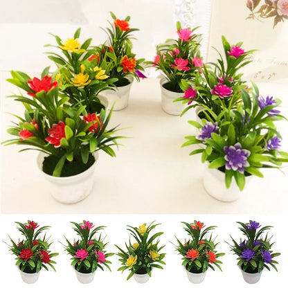 Artificial Flowers Plant Pot Simulate Fake Plastic Flowers Home Office Decor Gift Desktop Bonsai Wedding Party Balcony Orname