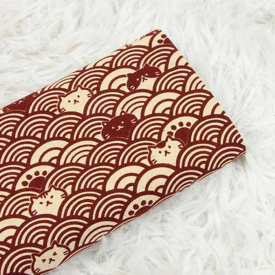 Half Yard Thicken Cotton Fabrics Soft Breeze Cat Curve Print, Handmade DIY Bag Cloth Material 100% Cotton CR-389