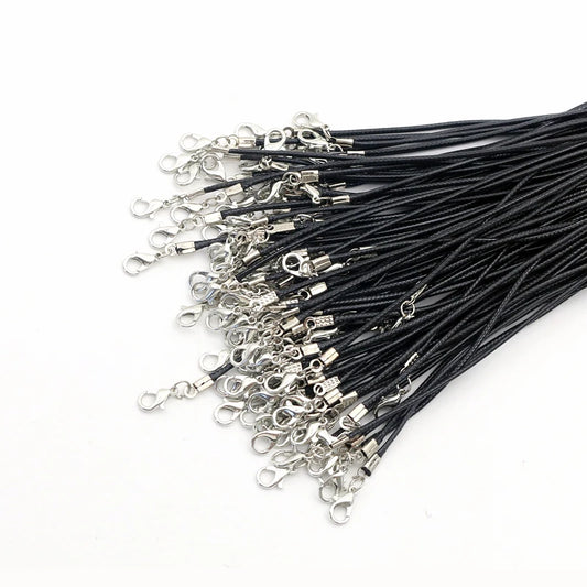 10/20/30Pcs 45cm Black Leather Braided Rope Necklaces with 5cm Extender Chain with Lobster Clasp String Cord DIY Jewelry Chai
