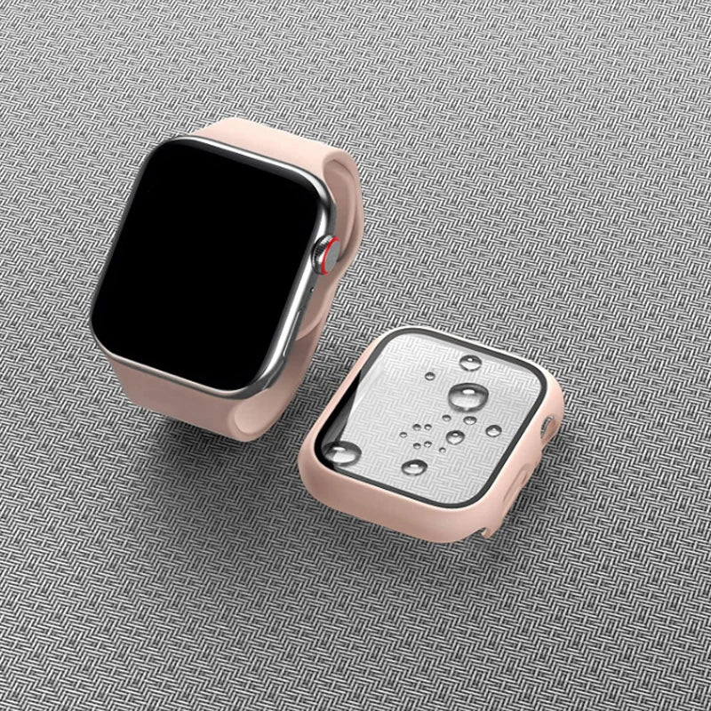 Tempered Glass+Case For Apple Watch 38mm 40mm 41mm 42mm 44mm 45mm 46mm Screen Protector Protective Cover iWatch 10 8 7 9 6 SE