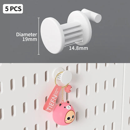 Home Office Pegboard Wall Storage Panel, PP Plastic Hole Board with Multi Hooks Shelf for Study Desk Stationery, Black White 