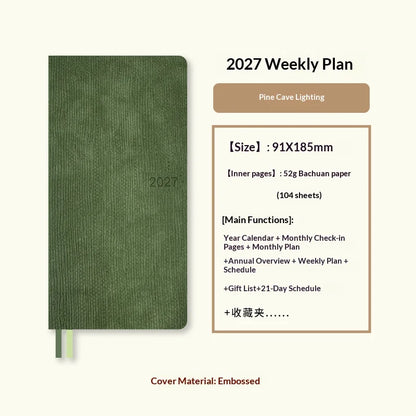 Kinbor 2027 Weekly Planner Pocket Size Notebook Week Plan Notepad Schedule Planning Book Punch Efficiency Manual Daily Writin