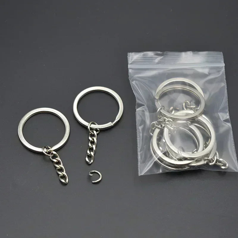 Silver Plated Metal Blank Keyring Keychain Split Ring Keyfob Key Holder Rings Women Men DIY Key Chains Key Ring Accessories