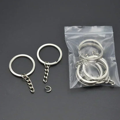 Silver Plated Metal Blank Keyring Keychain Split Ring Keyfob Key Holder Rings Women Men DIY Key Chains Key Ring Accessories