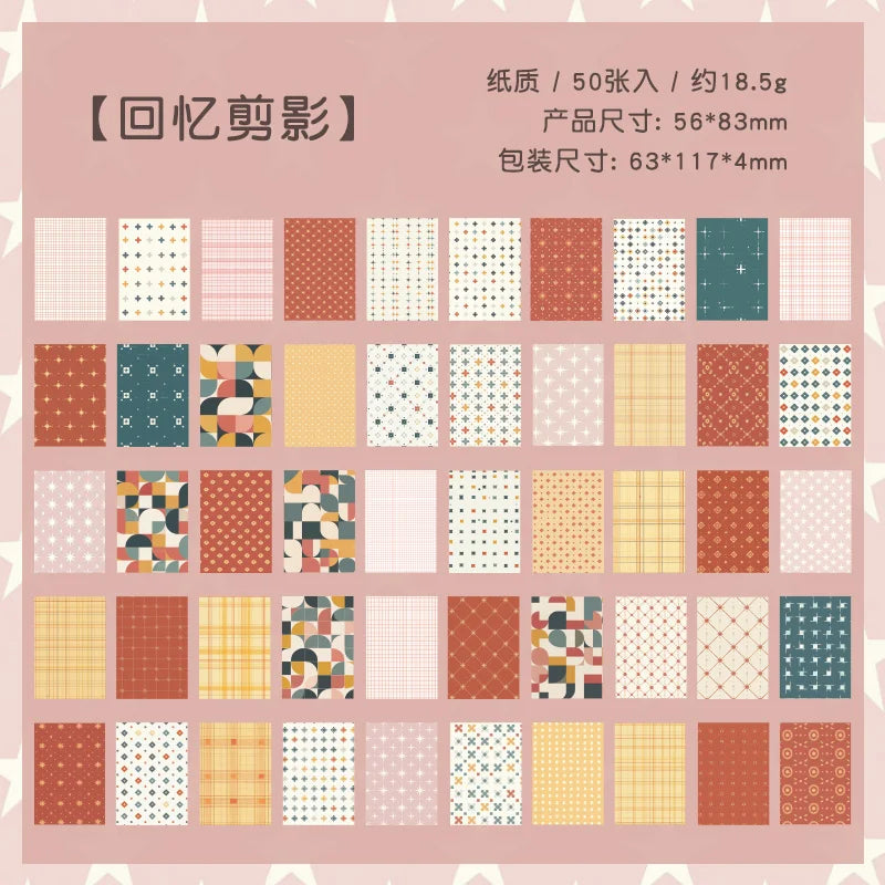 50pcs Vintage Paper Multi Style Deco Retro Stationery Supplies Writing Paper Junk Journal Label Scrapbooking Material Supplie