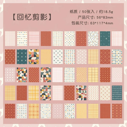 50pcs Vintage Paper Multi Style Deco Retro Stationery Supplies Writing Paper Junk Journal Label Scrapbooking Material Supplie