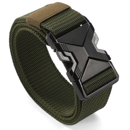 Men's Belt Outdoor Hunting Tactics Belt Multi functional Buckle Nylon Belt Marine Corps Canvas Belt - Green-pp136