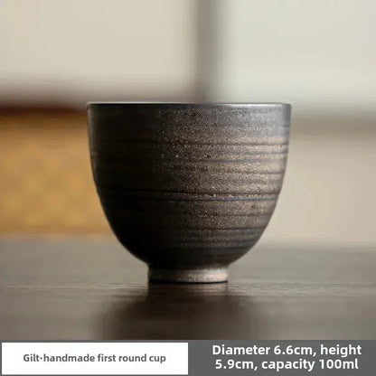 1pc Japanese Style Handmade Stoneware Tea Cup Kung Fu Tea Set Tea Cup Small Single Cup Ancient Style Quiet Road Cup Bowl Teac