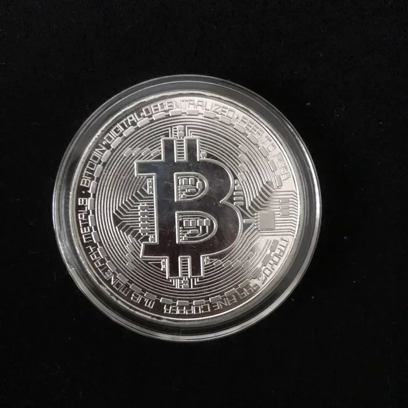 Gold Plated Bitcoin Collectible Coin, Physical BTC Casascius Metal Commemorative Art Gift, Antique Imitation Bit Crypto Curre
