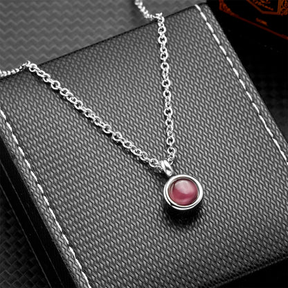 Stainless Steel Birthstone Pendant Necklace - Cremation Ashes Jewelry with Colorful Gemstones, Keepsake Memorial for Human As