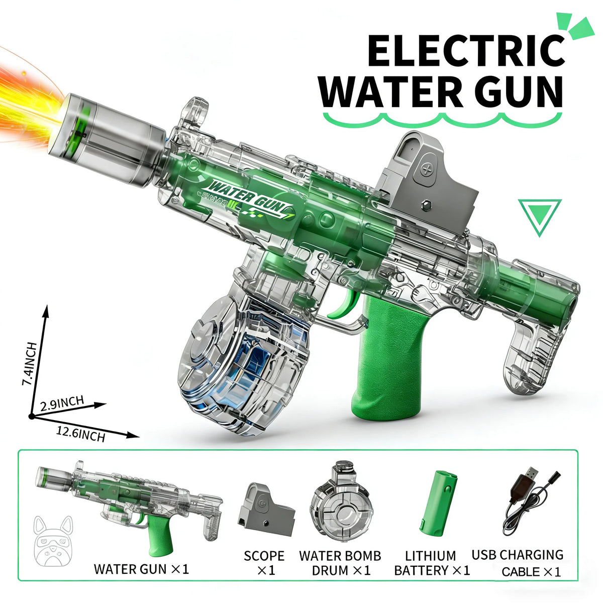 Simulated Firing and Recoil Electric Water Gun Toys Children Automatic Sensor Lights Water Pistol Summer Outdoor Beach Kids T