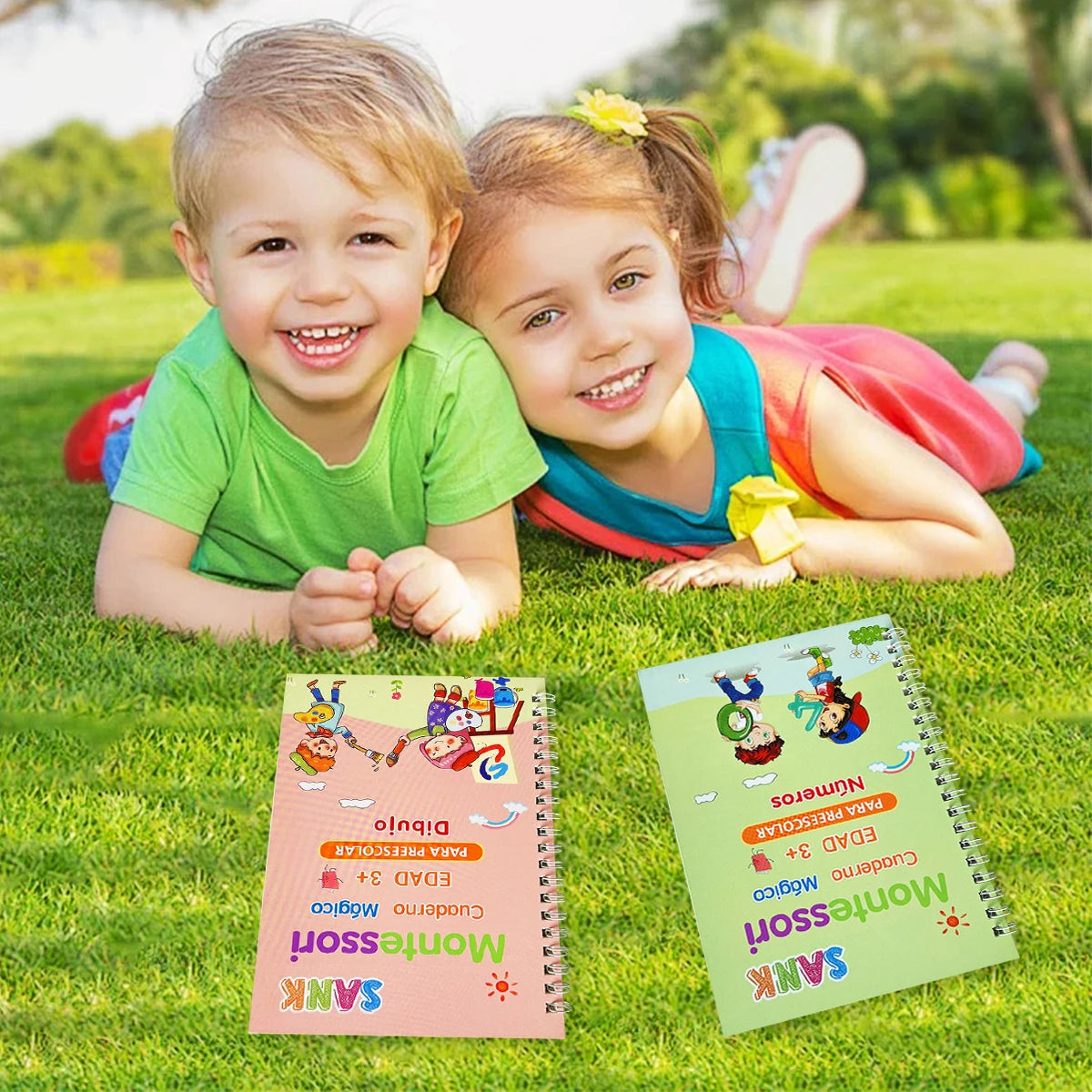 4 Booksset Notebook Spanish Sketchbook Montessori Calligraphy Magic Book Copybook Handwriting Early Learn