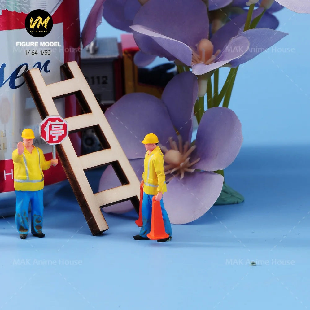 Diorama Figures 1/64 1/50 Construction Team Construction Workers Doll Set Figure Model Decoration Scene Car Toys