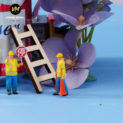 Diorama Figures 1/64 1/50 Construction Team Construction Workers Doll Set Figure Model Decoration Scene Car Toys