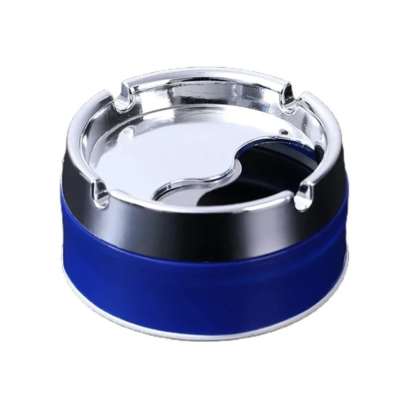 Stainless Steel Round Windproof Ashtray with 360° Rotating Lid for Home Office Living Room Decoration Men Sealing Ashtrays 9*
