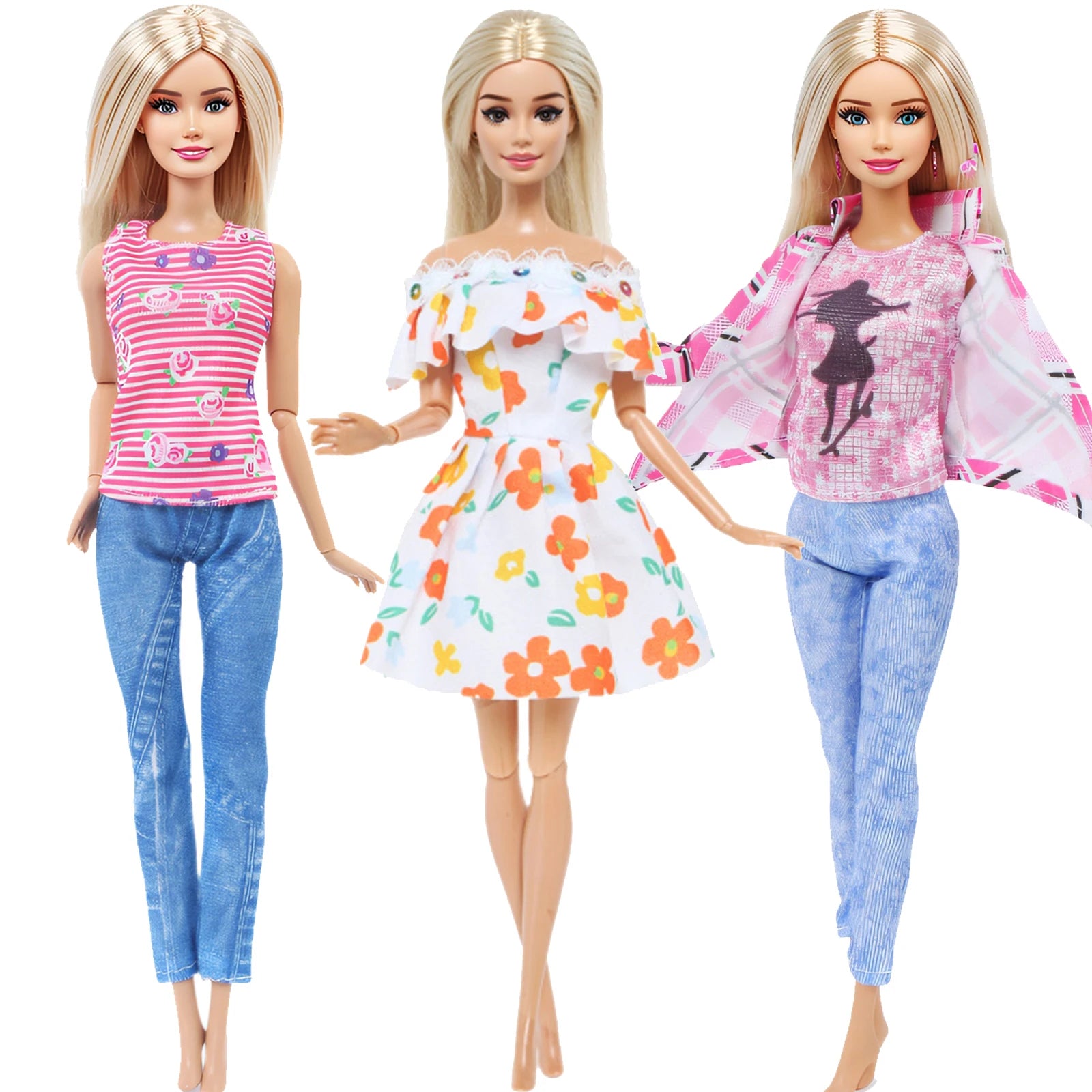 5 Set 3 Set Handmade Fashion Doll Outfit Daily Casual Wear Blouse Shirt Vest Bottom Pants Skirt Clothes for 1/6 Doll Accessor