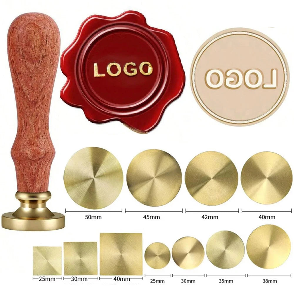 Custom Brass Wax Seal Stamp Personalized LOGO 25/30/40/50mm Round/Square Wax Sealing Head For Wedding Invitation Card Decor S