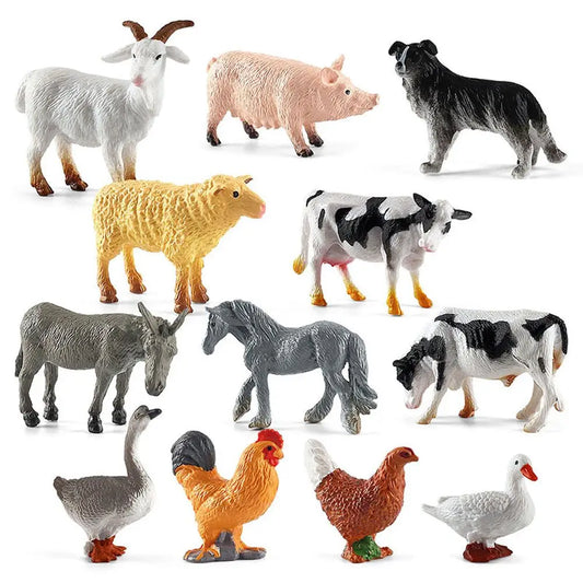 Realistic Animal Model Simulated Poultry Miniatures Farm Dog Duck Cock Figurines Creative Education Kids Gift for Children
