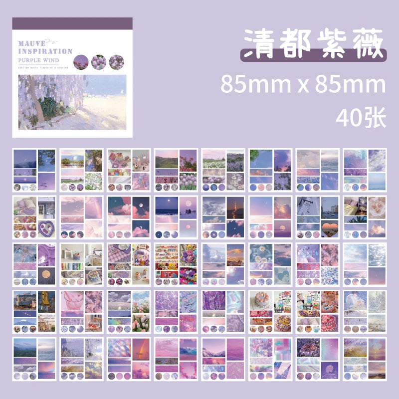 50sheets 50 Patterns Washi Paper Ins Stickers Book Aesthetic Scenery Sticker for Scrapbooking Journals Album Diary DIY Paers 