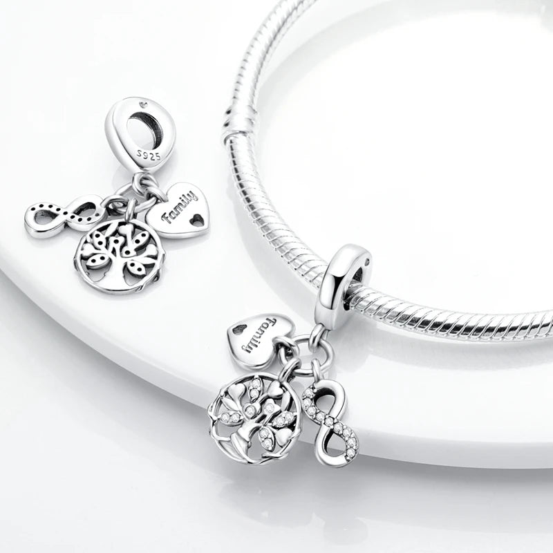 925 Sterling Silver Charms Beads Pendant Tree of Life Dog Elephant Love Heart Charm Fit Original Bracelet DIY Women Jewelry G
