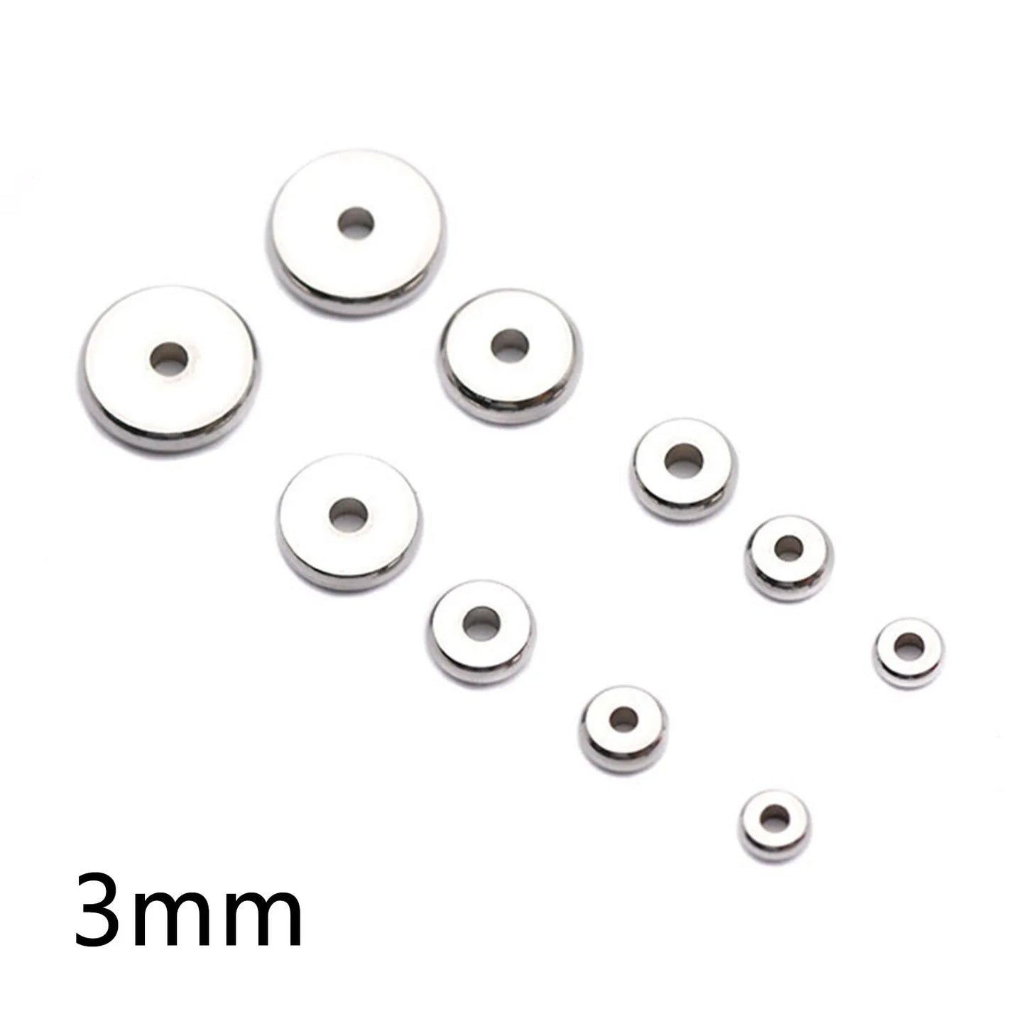 20/50PCs 304 Stainless Steel Flat Round Spacer Beads Separators Beads For Jewelry Making Metal Gold/Silver Color Diy Accessor