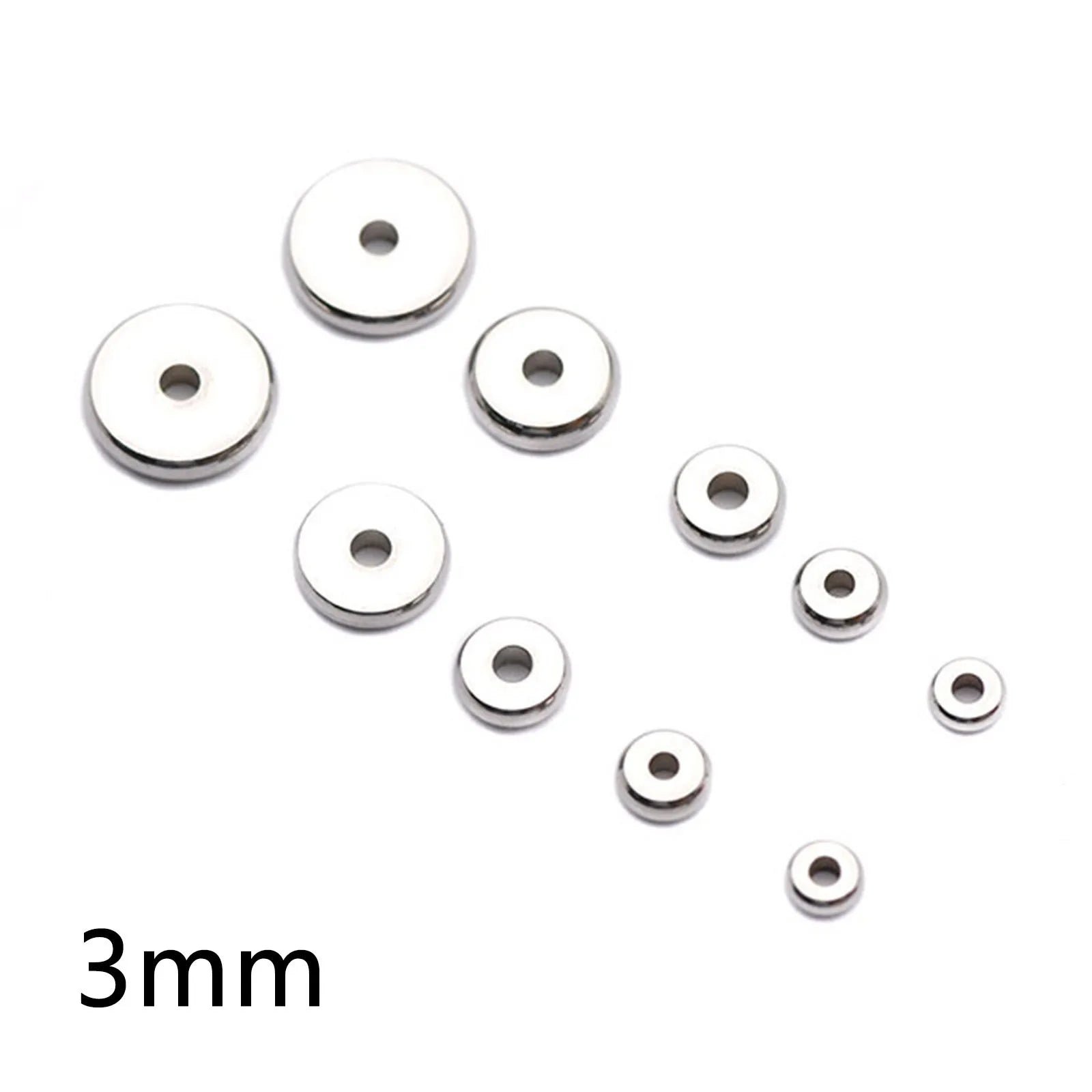 20/50PCs 304 Stainless Steel Flat Round Spacer Beads Separators Beads For Jewelry Making Metal Gold/Silver Color Diy Accessor