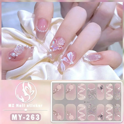 Nail Sticker Full Cover Waterproof Nail Art Manicure Decoration Sweet DIY Nail Decail Rhinestones Self Adhesive Manicure INS 