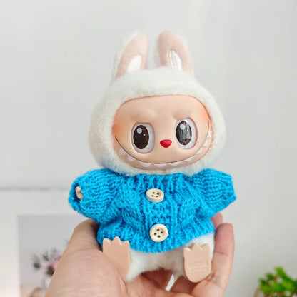 Clothes For Labubu 17cm II Idol Dolls Sitting Party The Monster Outfit Accessories Clothing Lovely Gift Cute Sweater Hat And 