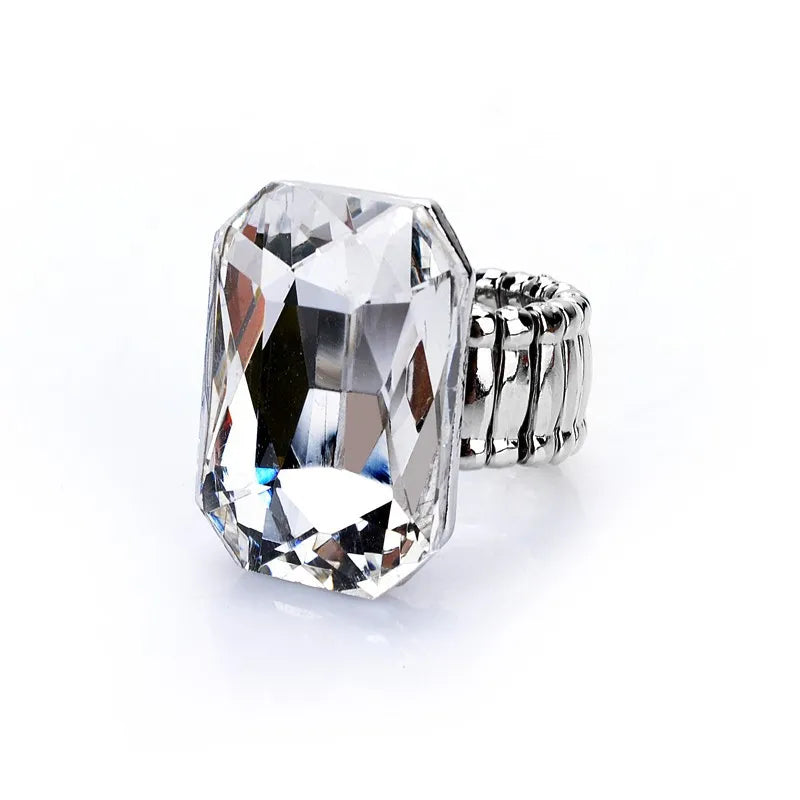 Personality Elegant Big Ring for Women 7 Colors Big Resin Stone Fashion Elastic Stretch Finger Rings Jewelry Christmaswholesa