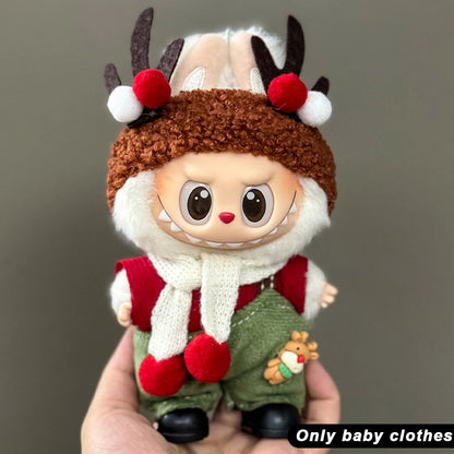 17cm Cute Mini Plush Doll'S Clothes Outfit Accessories For Korea Kpop Exo Labubu Idol Dolls Christmas Knitted Sweater Kid Gif