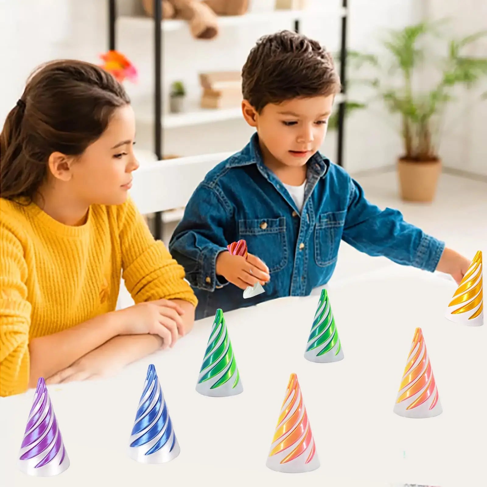 3D Printed Spiral Cone Pyramid Passthrough Sculpture Pass Through Pyramid Toy Mini Vortex Thread Illusion Cone Spiral Ornamen