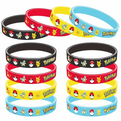 12pcs Pokemon Bracelet Anime Pikachu Charmander Children Cartoon Silicone Wristband Bracelets Party Accessoires Cosplay Gifts
