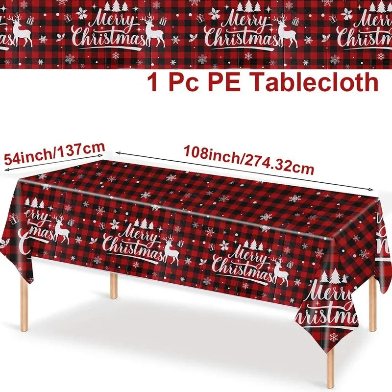 Disposable Christmas Tablecloth Merry Christmas Decors for Home 2024 Table Cover Xmas Ornament Navidad Natal New Year Gift 20