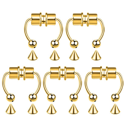 5pcs Stainless Steel Magnet Fake Nose Ring Hoop Fake Piercing Hoop Septum Rings For Women Fashion Gothic Rock Body Jewelry Gi