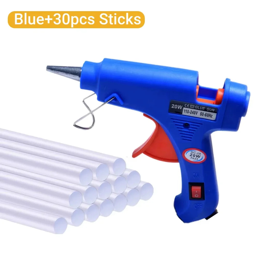 20W Hot Melt Glue Gun DIY Mini Household Industrial Guns Heat Temperature Thermo EU Electric Repair Tool Use 7mm Glue Sticks 